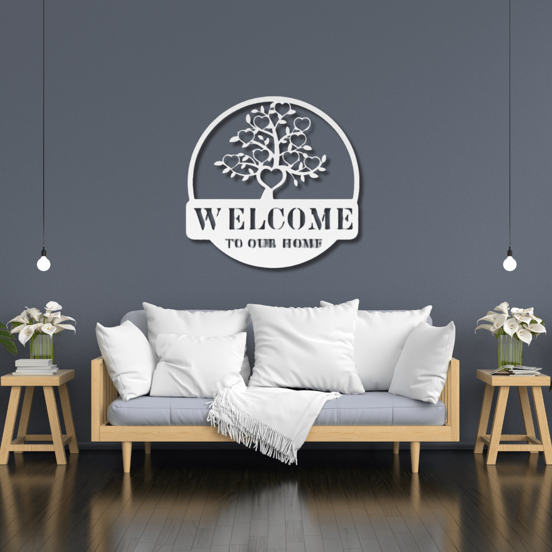 Wall Art White / 12 Inch Welcome to Our Home Family Tree