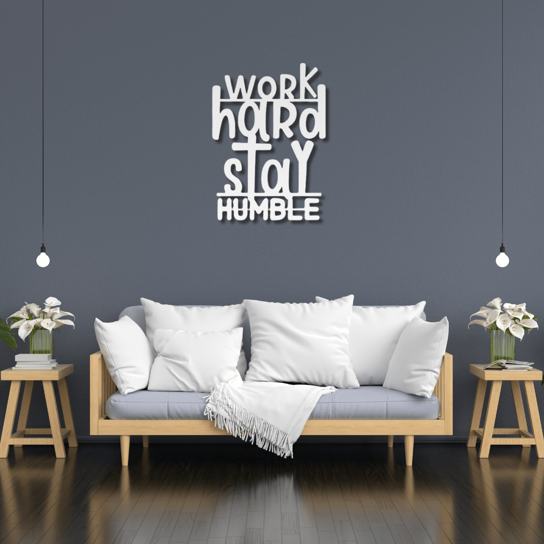 Wall Art White / 12 Inch Work Hard Stay Humble Word Art