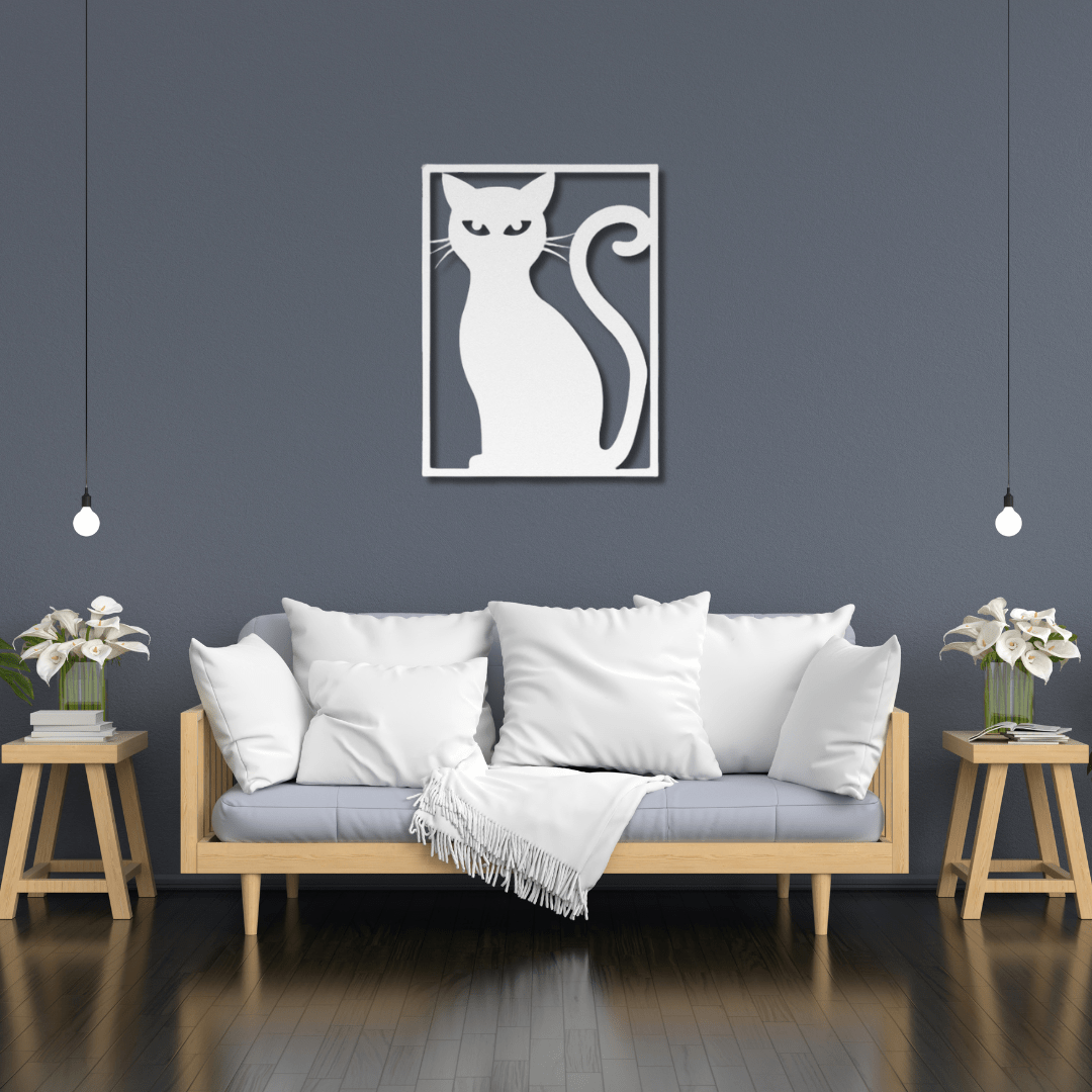 Wall Art White / 14 Inch Poised Cat Wall Art